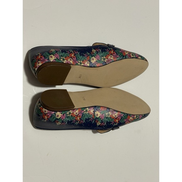 Talbots Ryan Blissful Floral Flats Loafers Shoes Womens Size 11 Blue Leather - Picture 4 of 7